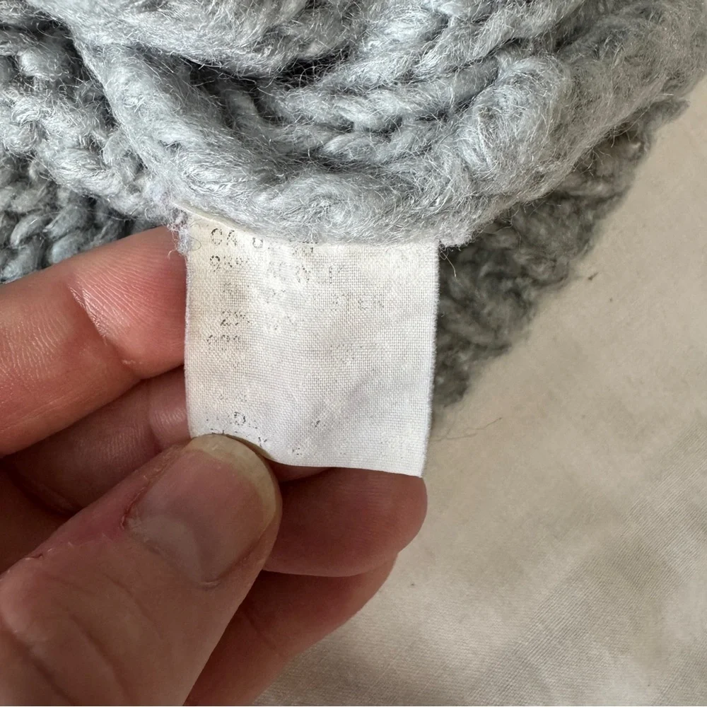 Barbra Sue Vintage Chunky Knit Long Sleeve Sweater Gray Ribbon Chevron **Flaws** - Picture 8 of 14